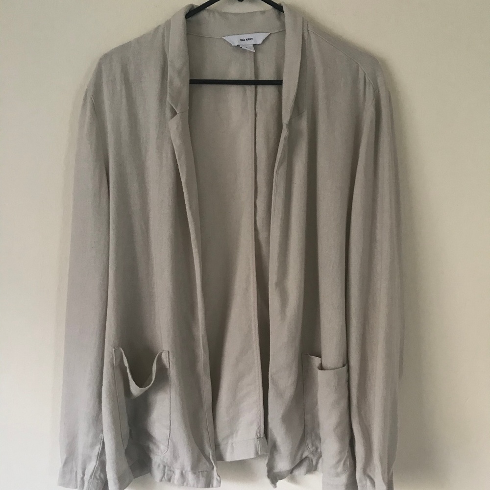 Old Navy Tan Cream Linen Relaxed L Blazer